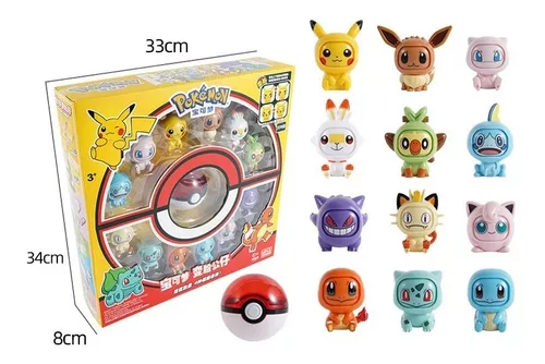 Kit 12 Pokemon Troca Rosto / Face + 1 Pokebola Boneco Figure