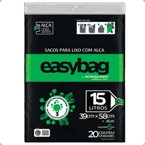 Saco Para Lixo Com Alça 15 30 E 50 Litros Easybag Reforçado