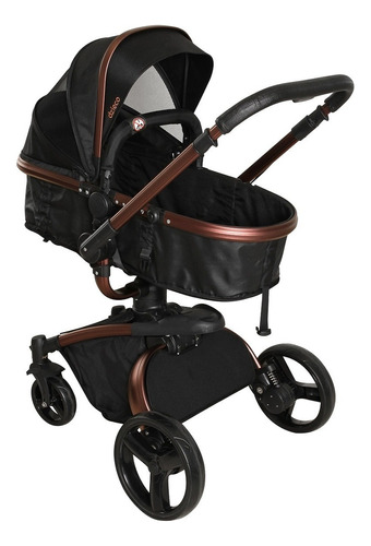 Carrinho de bebê de paseio Galzerano Dzieco Vulkan preto com chassi de cor cobre