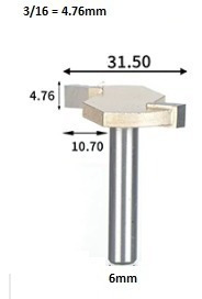 Fresa T Serrinha Debrum Serrinha T Haste 6mm Corte 3/16 ( Perfil T)