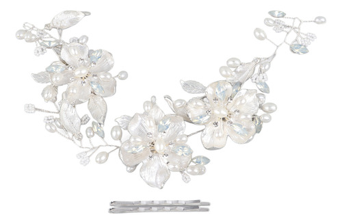 Horquilla De Boda Con Flores Y Perlas Artificiales