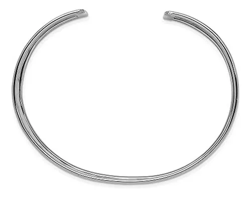 Brazalete Martillado En Oro Blanco 14k.