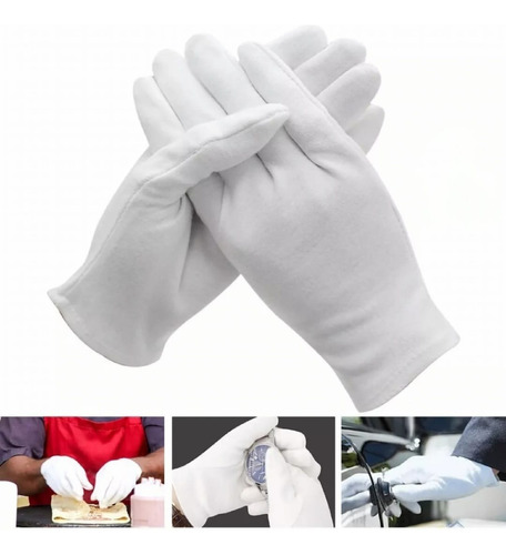 Guantes Blancos De Tela 10 Pares Medianos Y Grandes