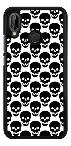 Funda Protector Para Huawei Calavera Cabezas Tapiz Negras