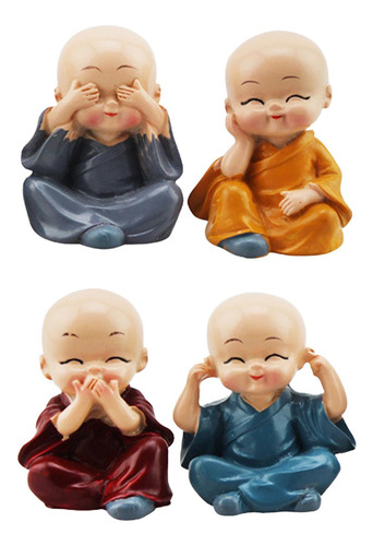 4 Piezas Lindo Gong Fu Boy, Figuras De Monje Chino Kung Fu,