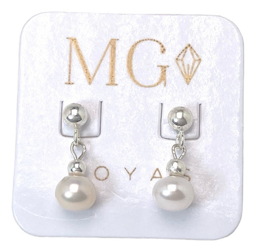 Dije,cadena Y Aros Plata 925 Y Perlas Cultivo (mg09/a1/sing) Color Singapur 40 Cm