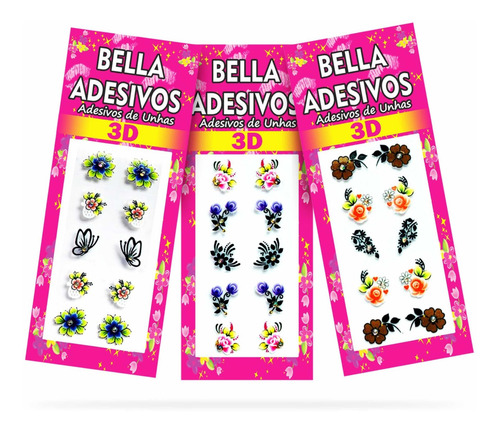 500 Adesivos De Unha Bella Adesivos, 50 Cartelas