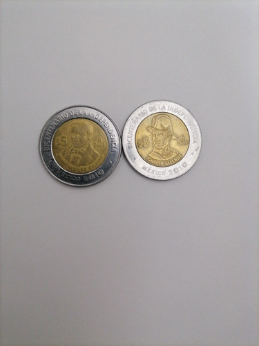 2 Monedas 2 $5 Bicentenario De La Independencia De México 