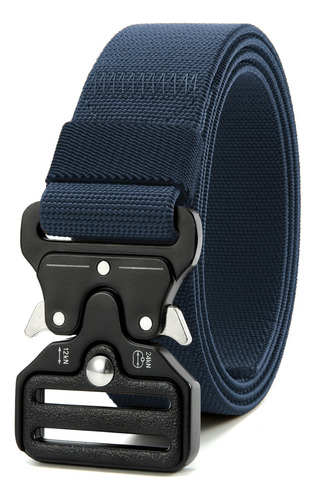 Cinturón Táctico Ajustable Nylon Cinto Hombre Militar Color Azul Diseño De La Tela Liso Talla 125