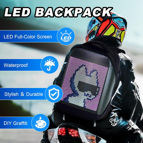 Mochila Led Con Pantalla Programable A Todo Color, App Con..
