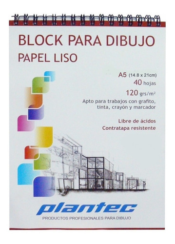 Plantec Block Anillado Superior A5 120g Liso 40h