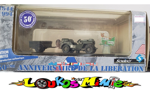 Solido Jeep Sas + Remorque Us 44/94 50eme Anniversaire
