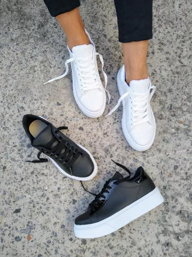 Zapatillas Urbanas Mujer Moda Plataformas Sneakers Blancas