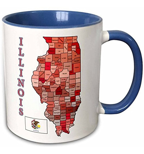 3drose Flag And Map Of The State Of Illinois Counties Colore