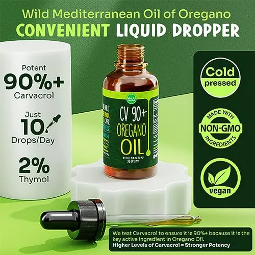 Aceite De Oregano Maju, 90%+ Carvacrol (2 Fl Oz) - Refuerzo