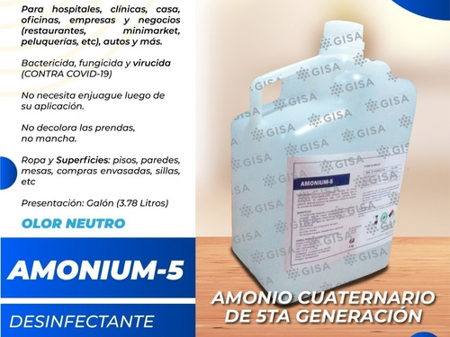 Desinfectante Amonio Cuaternario 5ta Generación Pack 2 Galon