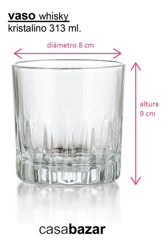 Imagen 3 de 6 de Vaso Whisky Vegas Vidrio Bar Nadir X 12 U. Casabazar