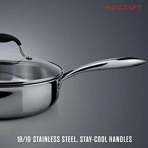 AVACRAFT Juego de utensilios de cocina de acero inoxidable 18/10, juego de  ollas y sartenes de primera calidad, esenciales de cocina para cocinar