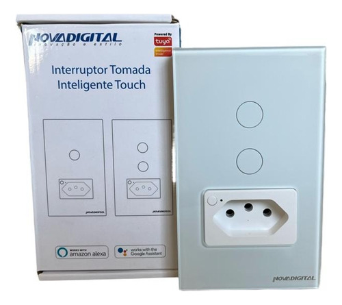 Interruptor Wifi Inteligente 2 Botões C/ Tomada Smart Alexa