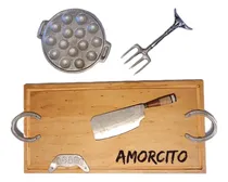 Comprar Kit Parrilla Hacha Tabla Madera Asado Laser Garra Provoleta