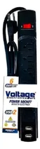 Comprar Regleta Protector Voltaje 6 Tomas 2 Usb Negra Supresor Picos