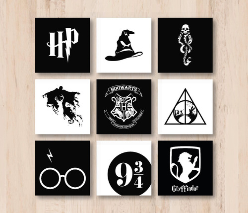 Set 6 Cuadros Harry Potter Hogwarts Minimalista Hogar Deco