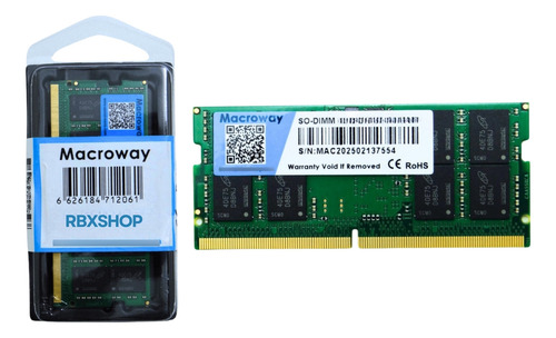 Memória Ram Macroway 16gb Ddr4 2400mhz Para Notebook
