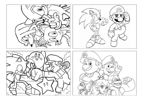 100 Folhas Desenho Pra Colorir e Pintar o Sonic e seus amigos