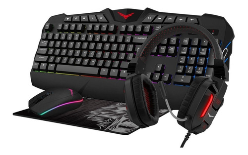 Kit Teclado Y Mouse Gamer Diadema Mouse Pad Led Usb Naceb /v