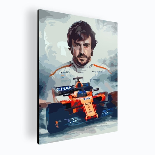 Cuadro Moderno Mural Poster Fernando Alonso 30x42 Mdf