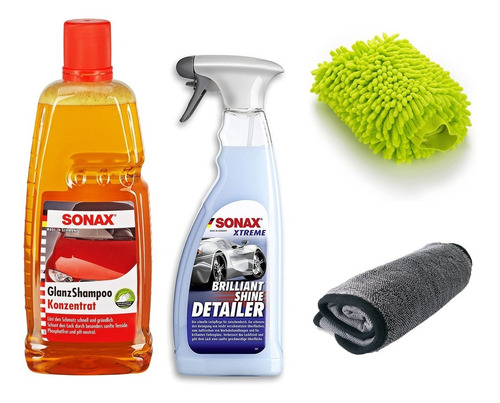 Imagen 1 de 8 de Kit Combo De Lavado Auto Sonax Completo - Shampoo + Cera