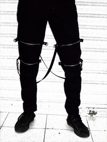 Pantalon Skinny Bondage Negro Hombre Drfrk087 Punk Gotico
