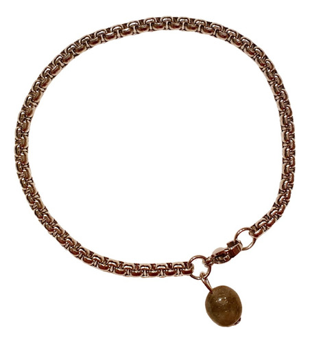 Pulsera De Acero Quirúrgico Con Piedra Natural Labradorita