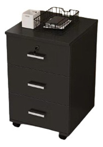 Gabinete Para Oficina 3 Cajones Con Llave Negro