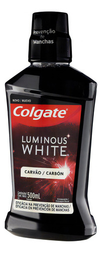 Enxaguante Bucal Carvão Zero Álcool Colgate Luminous White Frasco 500ml