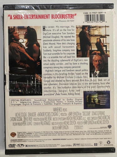 Acoso Sexual Dvd Nuevo Sellado . Demi Moore Michael Douglas