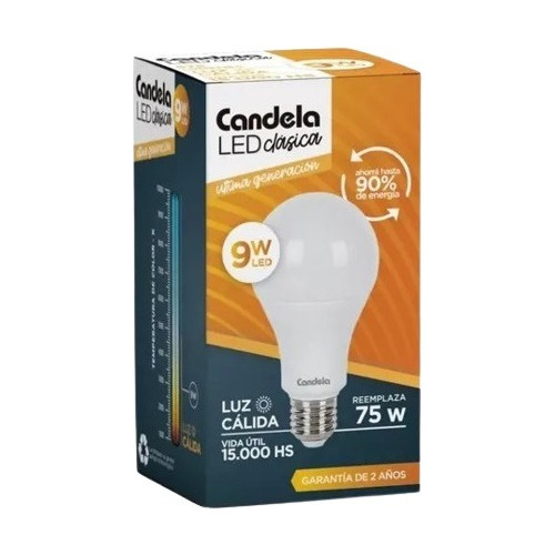 Lampara Clasica Led 9w Calida Candela X10u