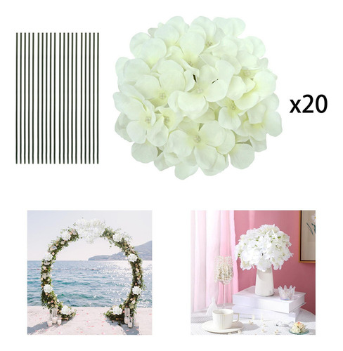 20 Flores Artificiais De Hortênsia Arranjos Florais Branco
