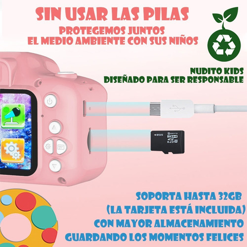 Cámara Para Niños Con Tarjetas Tf 32gb . Azul