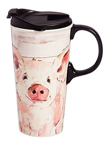 Bastante Rosa Cerdo  Oz Taza De Ceramica  X  X  Pulgada...