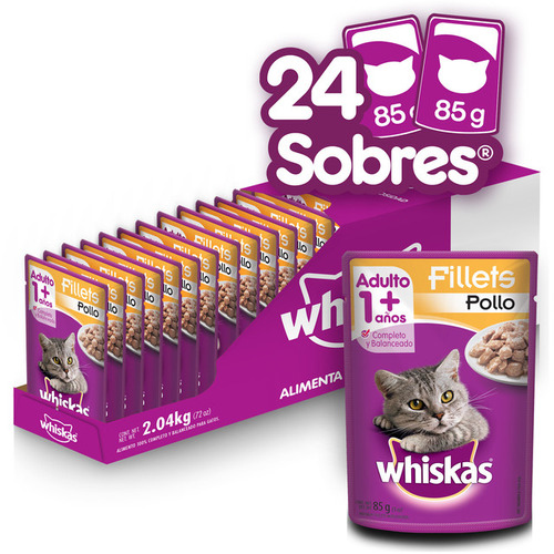 Whiskas Alimento Húmedo Gato Sabor Pollo 24 Sobres