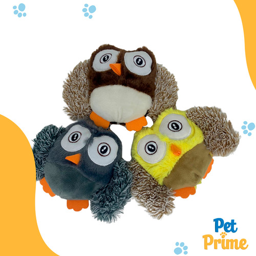 Brinquedo Para Cachorro Pelúcia Coruja Com Apito Savana Pet Cor Marrom