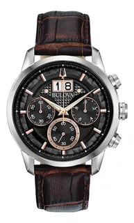 96b311 Reloj Bulova Classic Sutton Cuarzo Cafe/plateado/negr