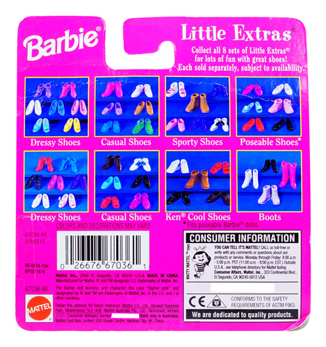 Barbie Little Extras Fits Poseable Shoes Set 2000 Detalle