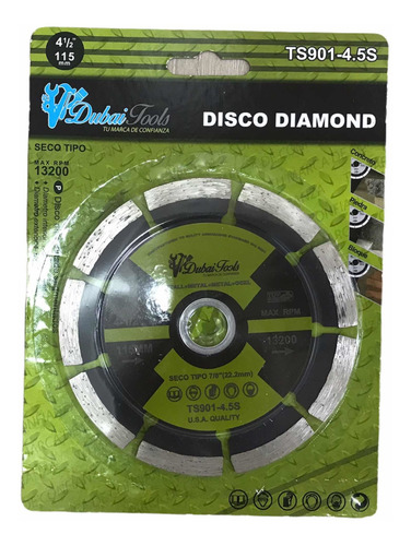 Disco Diamantado Segmentado 4 1/2 Corte Concreto Dubai Tool