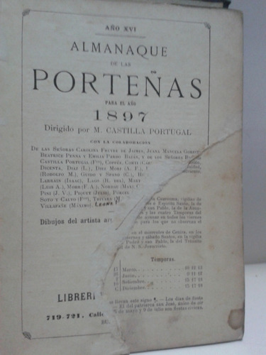 Almanaque De Las Porteñas * Antiguo 1897 ** Firmado