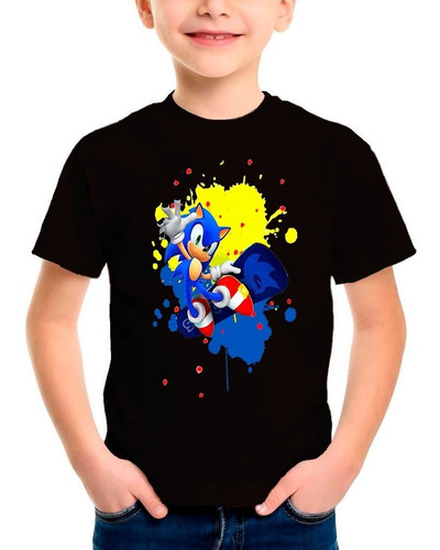 Polera Estampada 100% Algodón Niño Sonic Colores Exclusivo