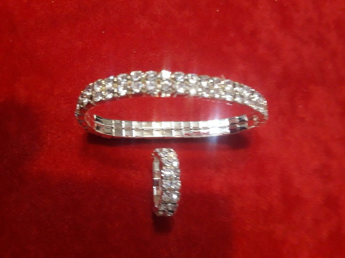 Pulsera Strass 2 Hileras Elastizado Con Anillo De Ragalo