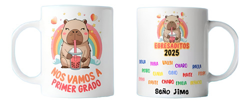 Taza Egresaditos 2025 Capibara En Polimero (plastico) Blanco Egresaditos 2025 Capibara
