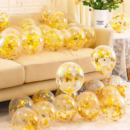 50 Latex Globos Transparentes Con Dorado Confeti 12 Pulgadas